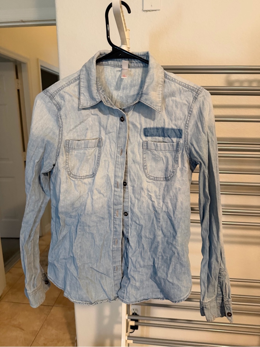 Xhilaration Light Wash Denim Button-Down Shirt